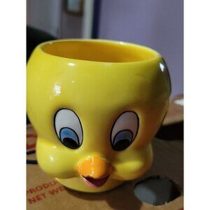 Looney Tunes Tweety Bird Face 3D  Ceramic Mug Vtg RARE Chip On Beak Cottagecore